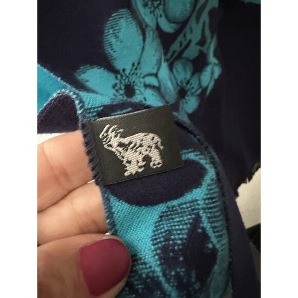Pashmina Scarf Wrap Womens 76 in x 24 Blue Reversible 100% Cashmere Floral - Picture 7 of 15